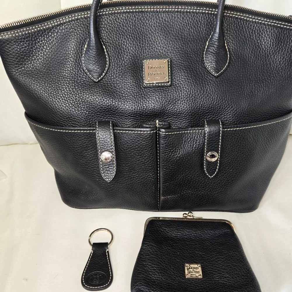 Dooney & Bourke Pebble Grain Shopper Tote Set โ Black - Picture 1 of 9